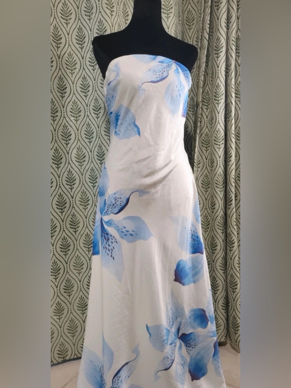 Paper Heart Blue Floral Strapless Maxi Dress Large